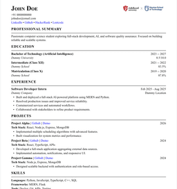 College Standard template preview